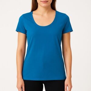 LOFT Ocean Blue Scoop Neck Tee Shirt | Size M